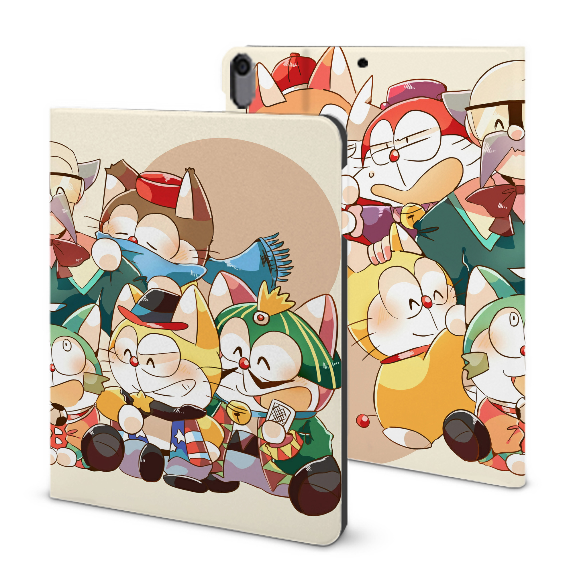 （画像用） ドラえもん Doraemon IPad ケース ブック型 PUレザー TPU 耐衝撃 軽量 薄型 ペン収納なし 全面保護 IPad 各モデル対応